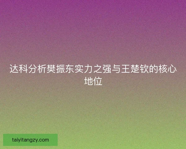 达科分析樊振东实力之强与王楚钦的核心地位